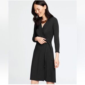Ann Taylor Black Wrap Dress with 3/4 Sleeves $129 - Size 8